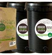 Earth Bokashi food waste recycling kits. These kits allow you to recycle all your food waste back to soil. Feed soil not landfills.