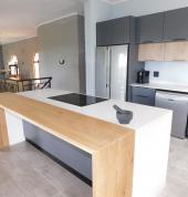 Grey Duco Kitchen with white quartz countertops Ballito