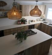 Brookhill Kitchen cupboards with white quartz countertops