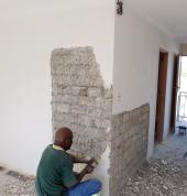 Exterior Shower Wall Damp Repairs and Re Plaster