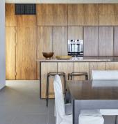 Modern kitchen in this upmarket home. All built-in cupboards and joinery was designed by Marcus Smit Architects.