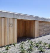 Minimalist facade to the modern beach house