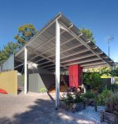 Contemporary rural dwelling with steel frame and corrugated iron