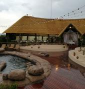POOL, DECK AND THATCH ROOF