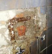 Leaking Galvanized Pipe in Shower. Replaced with Copper Piping.