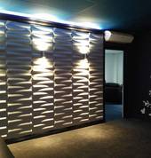 Home Theater Project with wall 3D wall art, Cornices and LED lights.