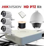 HikVision 4 Ch Turbo HD PTZ Kit - 1 x Outdoor 23 x Zoom HD720P Infra-red PTZ Dome 100M - 3 x HD720P Bullet Camera - 1TB HD - 100m Cable