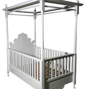 French style 3/4 bed with removable cot sides. The one side is hinged to easily get in and out of the bed.