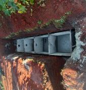 4 compartment septic tank fitted and ready for pipework, stage 2 of the installation