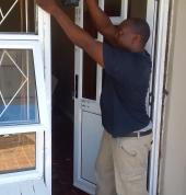 Door installation in process