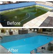 Pool repairs, replacing mosaics and painting