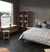 Reclaimed wood bed, plasma unit, pigeon hole unit etc