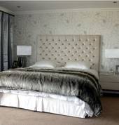 Deep Buttoned Headboard and Strata pedestals
