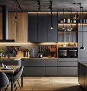 Oak and Charcoal kitchen