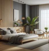 Oak and Charcoal bedroom