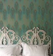Supply and install wallpaper green feathers