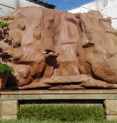 Garden pond and imitation rock feature