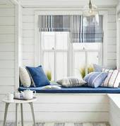 Riman blinds and outdoor cushions, scatter cushions