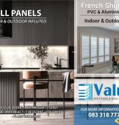WPC fluted Wall panels, PVC or Aluminum Shutters, Best Price in SA