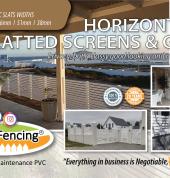 Moder Horizontally slatted screens, fences & gates with a choice of slat sizes & apertures
