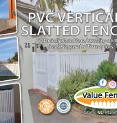 Vertically slatted semi-private screening, fencing & gates with a choice of slats sizes & custom apertures.