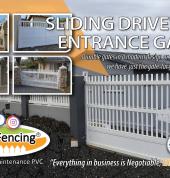 PVC Driveway sliding gates in any fence style or custom combination,  custom built to your requirement