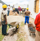 Team working on building project