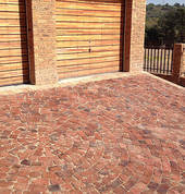 Broken brick cobble on a driveway