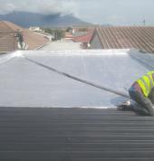 Here we did torchone roof then painted it with silvercoat paint and also waterproofed an old ibr roof as client didn't want to replace the sheets and it came out perfect.