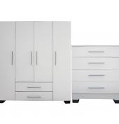 4 door wardrobe with drawers and 4 draw chest combo. Made in RSA - highest quality. Only pay on delivery. Full warranty and guarantee. 2 day delivery. Click for more.
