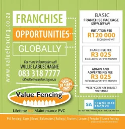 franchise Business Opportunities in PVC fencing by Value Fencing Paarl Central Fencing Installation