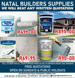 Want the best quality at affordable pricing? Then visit Natal Builders Supplies without delay. Clairwood Building Supplies &amp; Materials