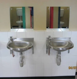 Small room converted into kids bathroom.