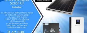 3kW Synapse Solar Kit Vanderbijlpark Solar Energy &amp; Battery Back-up