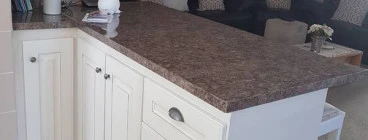 revamp of old kitchen with new doors and tops and paint effects