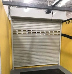Powdercoated Industrial roller door with solid slat curtain (top section optional)