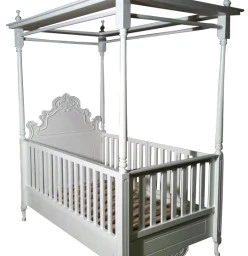 French style 3/4 bed with removable cot sides. The one side is hinged to easily get in and out of the bed.