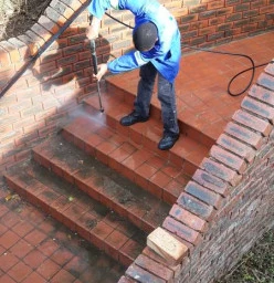 Our dedicated staff pressure cleaning.