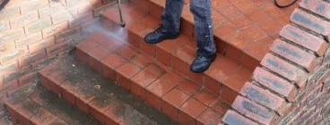 Our dedicated staff pressure cleaning.