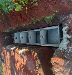 4 compartment septic tank fitted and ready for pipework, stage 2 of the installation