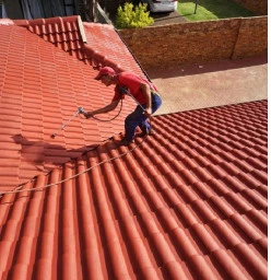 Roof coating application.