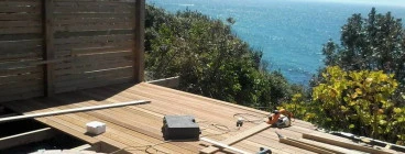 Deck with firepit