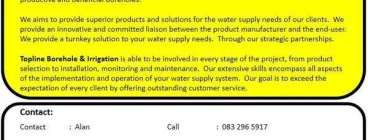 SERVICE IN THE GAUTENG BOREHOLE INDUSTRY  Services we offer include:     • Borehole Drilling     • Borehole Pump Installations     •  Borehole Repairs     • Borehole Maintenance     • Borehole Cleaning     • Borehole Recovery     • Irrigation Systems