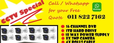 8 camera CCTV special. R 10 999.00 installed* T's & C's apply*