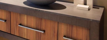 We design and install ultra-modern bathroom vanities with counter tops and storage
