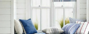 Riman blinds and outdoor cushions, scatter cushions