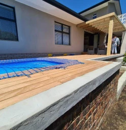 Built in pool on the raised stoop