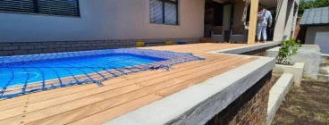 Built in pool on the raised stoop