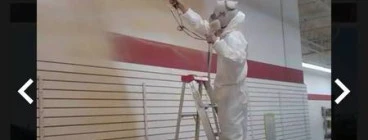 Spray painting work in warehouse
