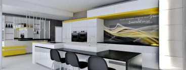 Modern Kitchen & Bar with yellow futures